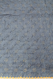 Grey Handcrafted Bandhani Gajji Silk Saree- Avishya
