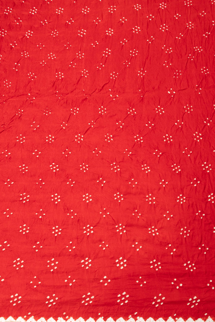 Red Handcrafted Bandhani Gajji Silk Saree - Avishya