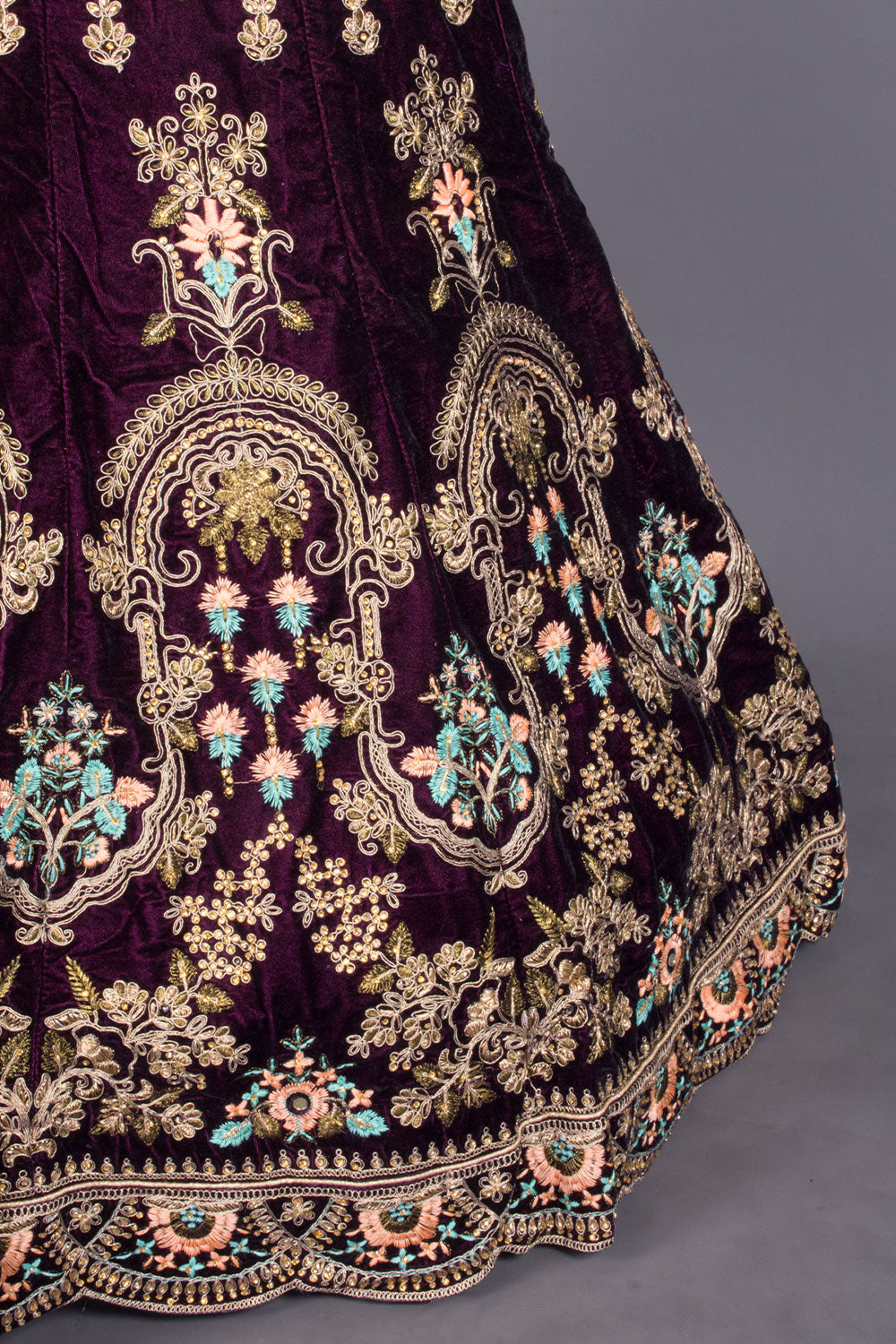 Violet Net Silk Embroidered Lehenga 10066167 - Avishya
