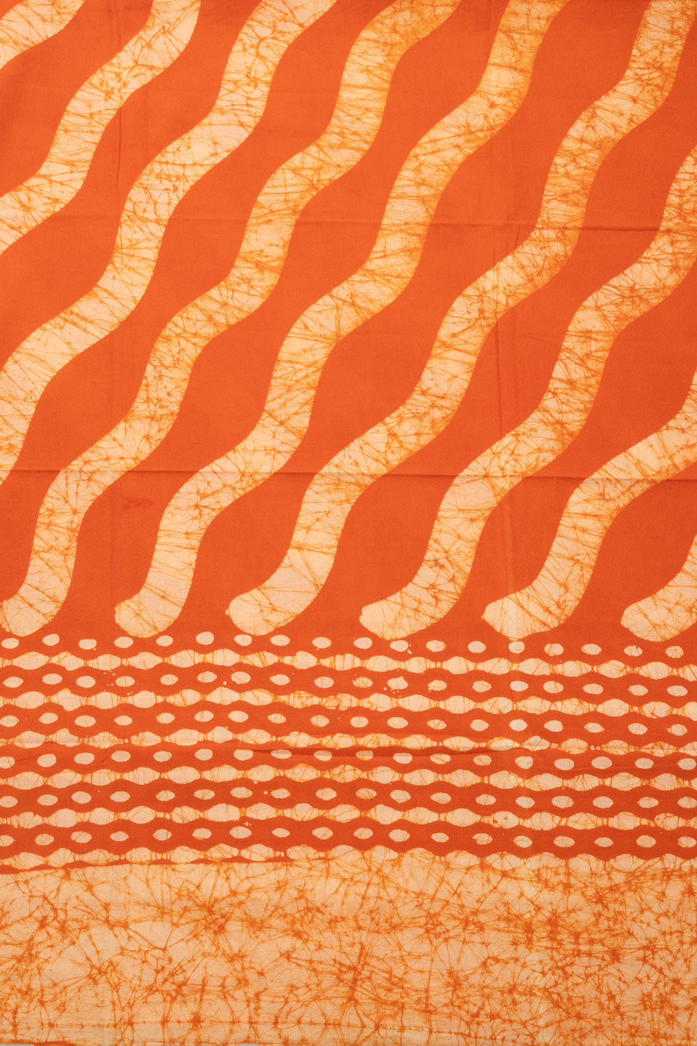 Orange Batik Cotton 3-Piece Salwar Suit Material - Avishya
