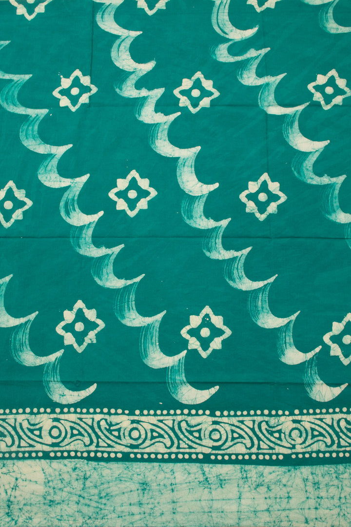 Teal Blue Batik Cotton 3-Piece Salwar Suit Material - Avishyai