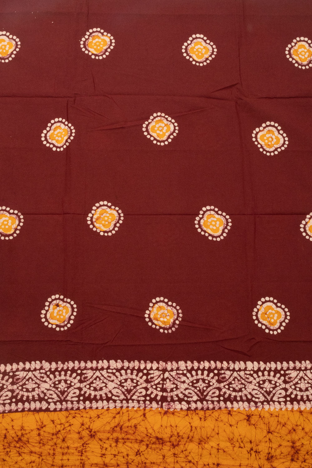 Brown Batik Cotton 3-Piece Salwar Suit Material - Avishya 