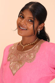 Pink Tilla Embroidered Tussar Cotton Kurta 10066284