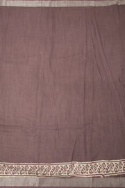 Brown Printed Linen Saree - Avishya