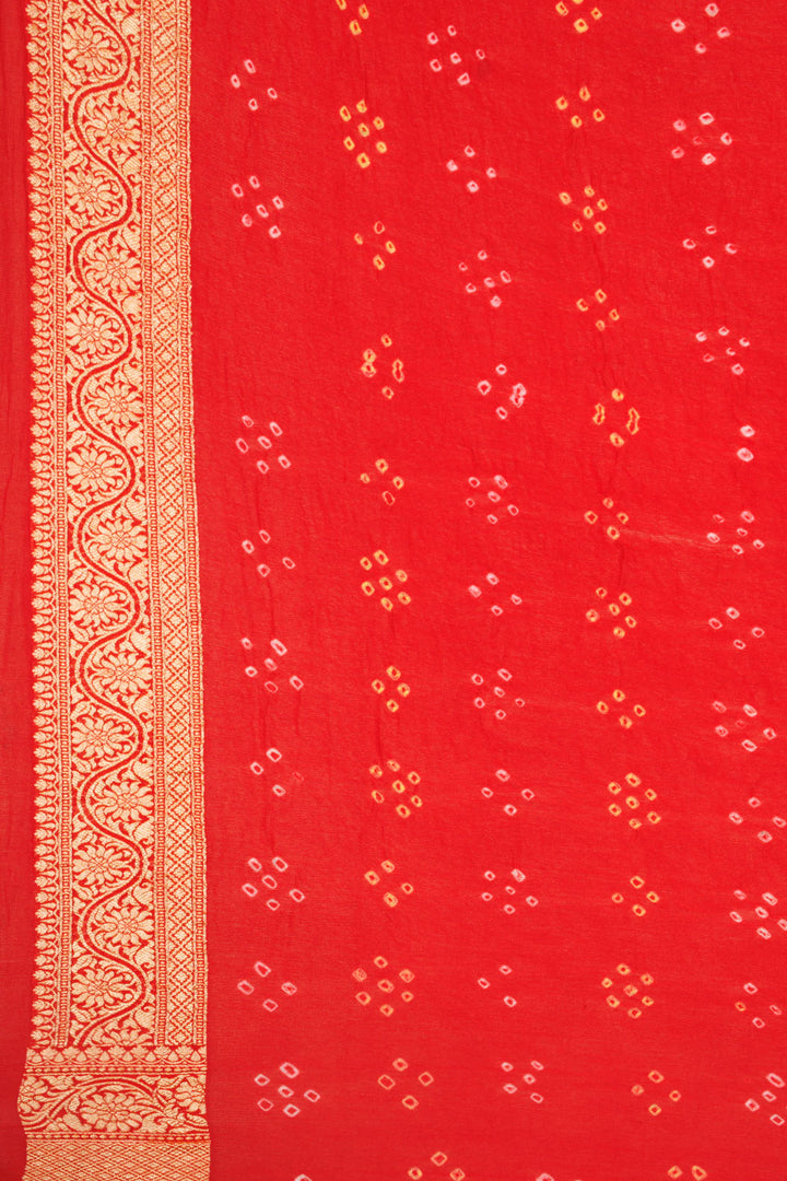 Red Handcrafted Banarasi Bandhani Georgette Saree - Avishya
