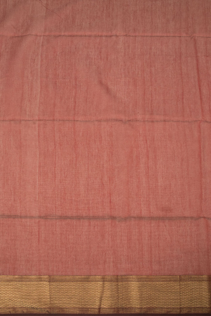 Onion pink Handloom Maheshwari Silk Cotton Saree - Avishya