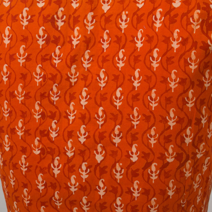 Orange Hand Block Printed Cotton Blouse - Avishya