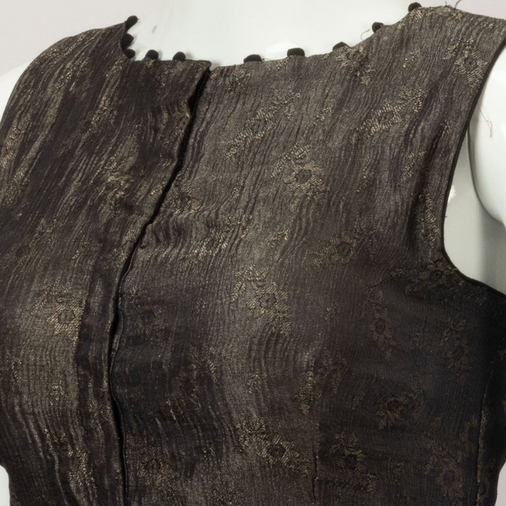 Black Handcrafted Sleeveless Banarasi Silk Blouse - Avishya