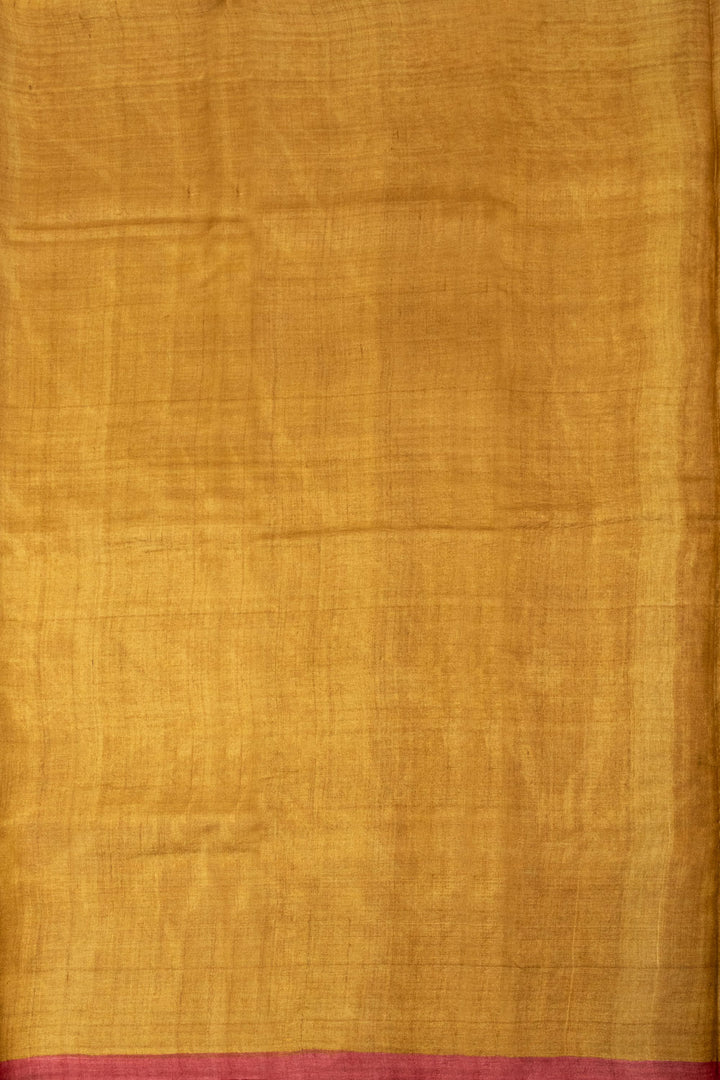 Maroon Hand Block Printed Tussar Silk Saree - Avishya
