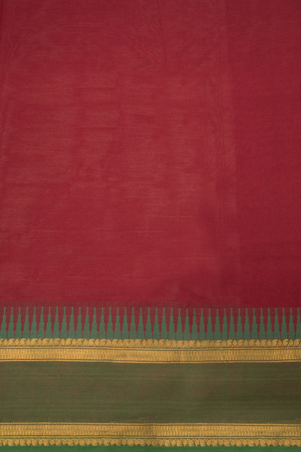 Red Handwoven Kanchi Cotton Saree - Avishya