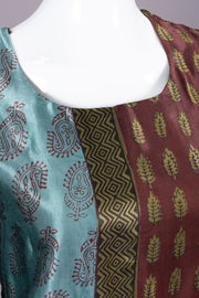 Maroon Handcrafted Bagh Printed Modal Silk Kurta - Avishya