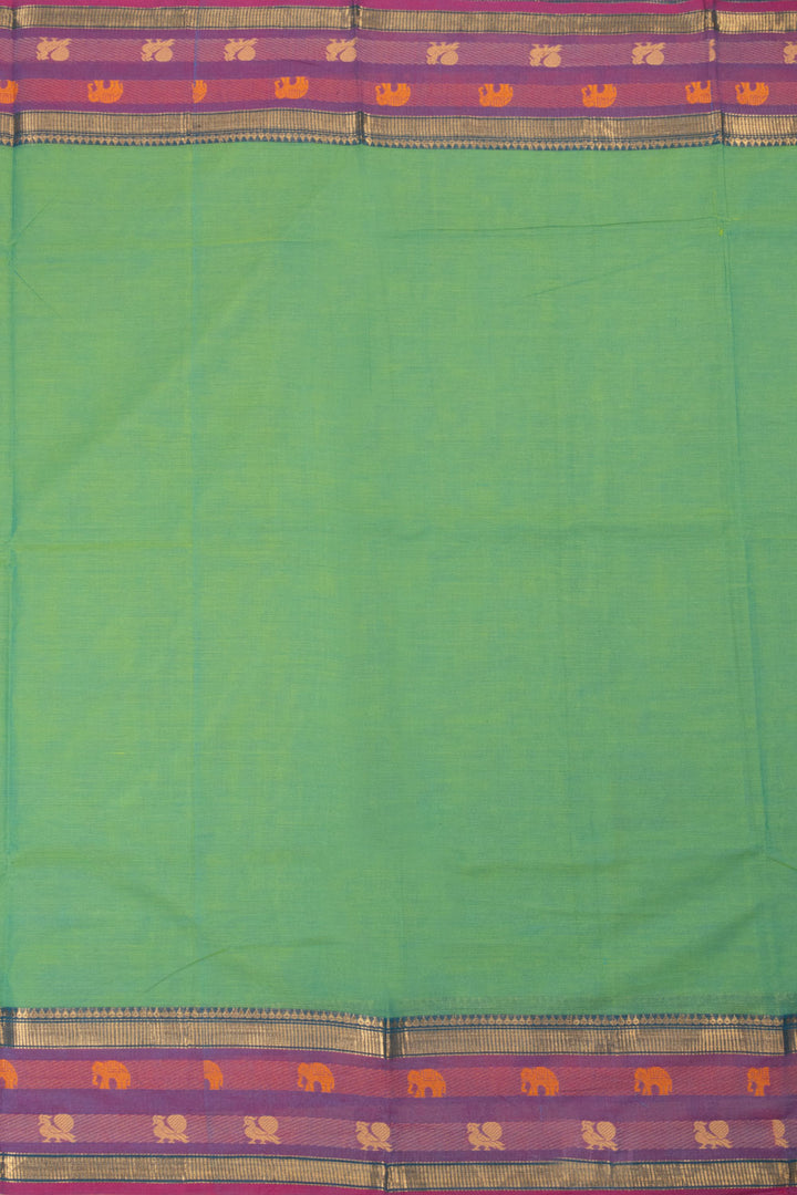 Emerald Green Handwoven Kanchi Cotton Saree-Avishya