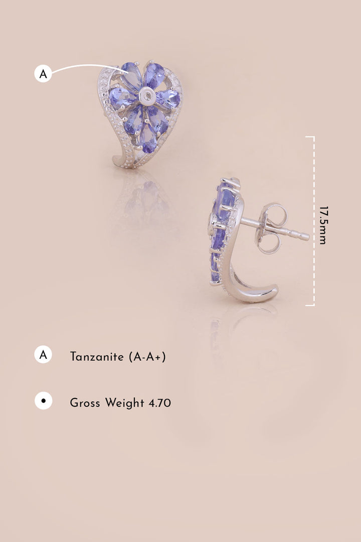 Tanzanite Sterling Silver Stud Earring - Avishya
