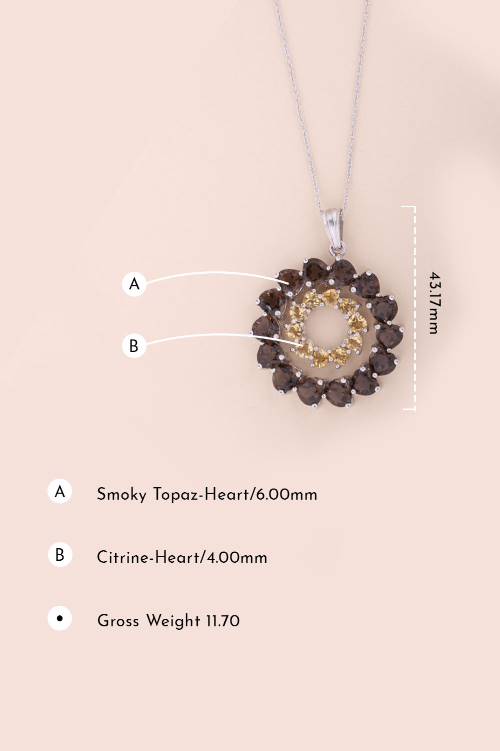 Smoky Topaz & Citrine Sterling Silver Pendant Necklace 10067147