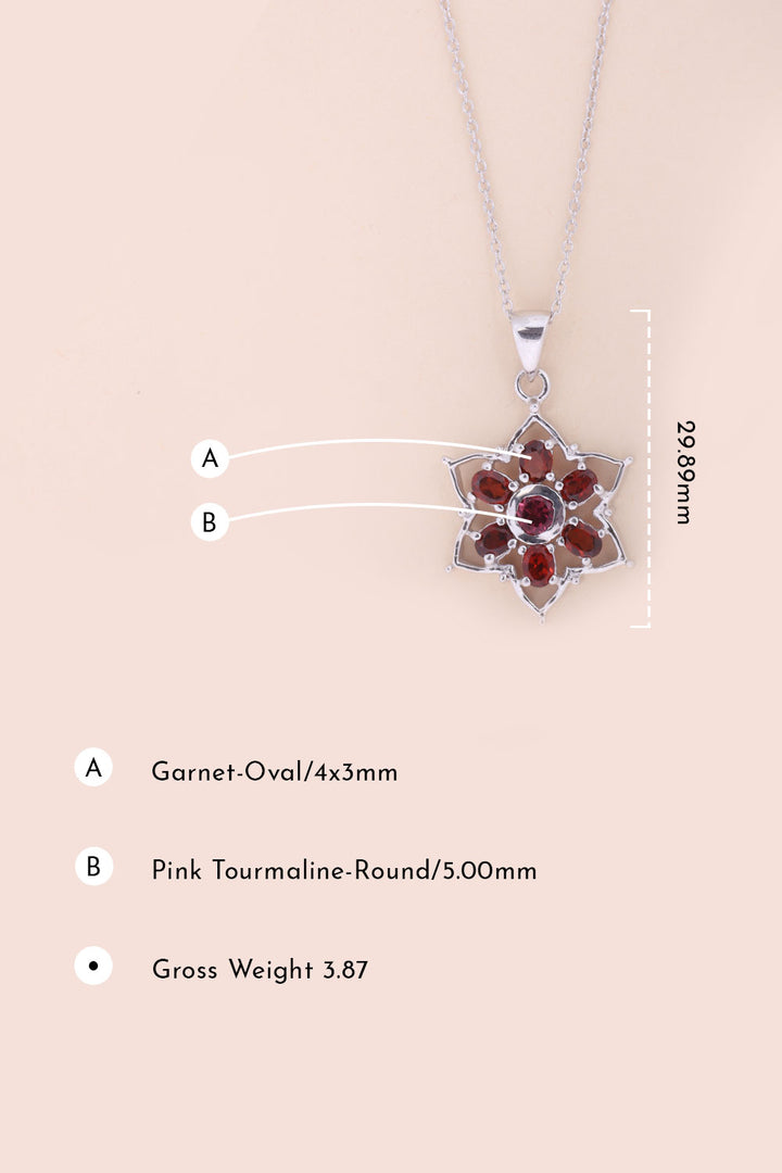 Garnet Sterling Silver Pendant Necklace 10067151
