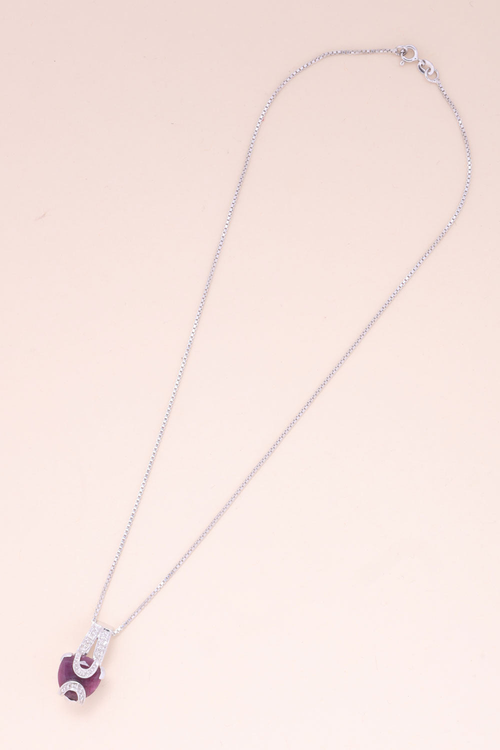 Silver Necklace Pendant Ruby Chain 10067183 - Avishya