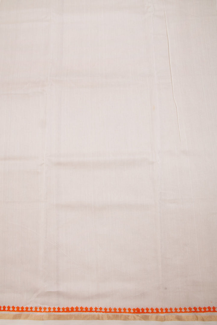 White Huda Print Silk Cotton Saree 10067317 - Avishya