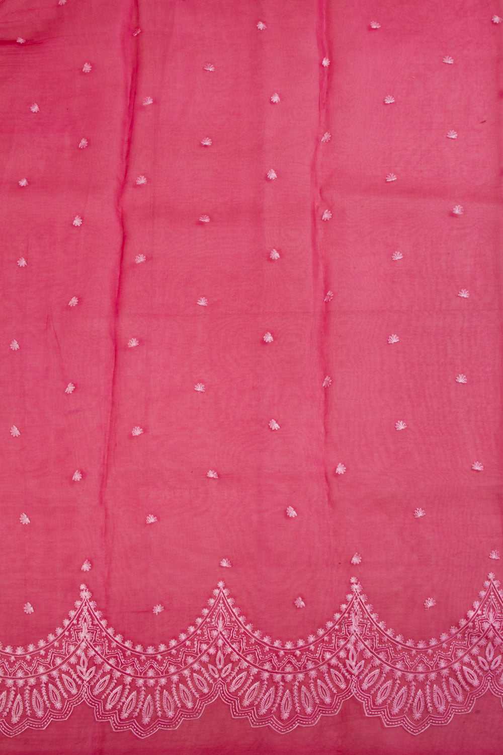 Pink Hand Embroidered Pure Silk Organza Saree - Avishya