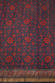 Midnight Blue Anokhi Hand Block Printed Saree-Avishya