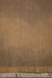 Brown Hand Block Printed linen saree -Avishya