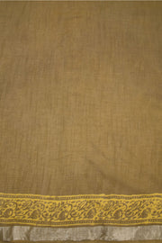 Brown Hand Block Printed linen saree-Avishya
