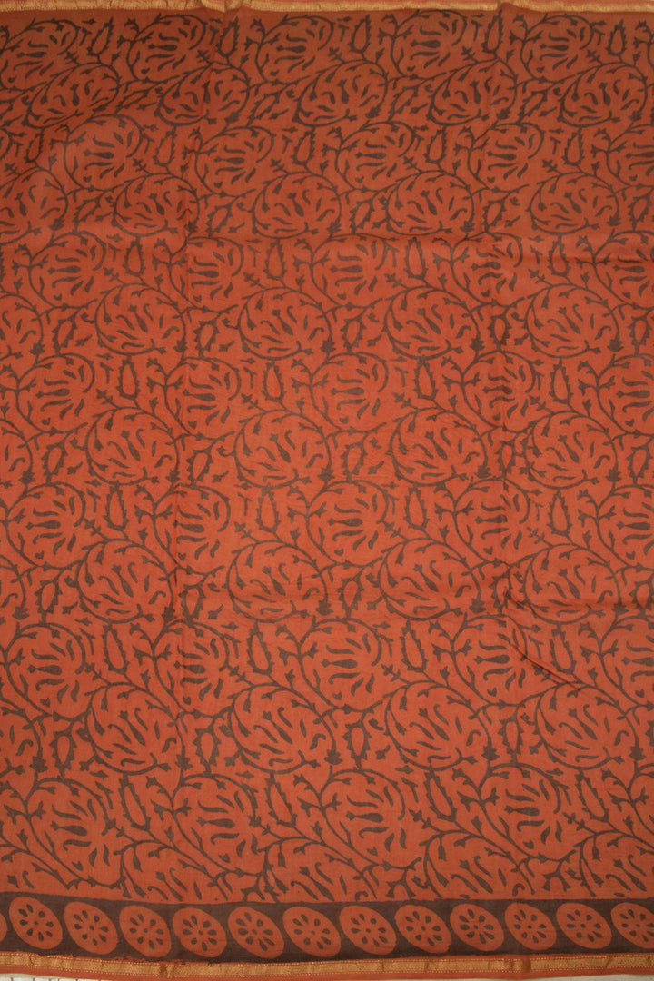 Red Vanaspathi Hand block Printed Silk Cotton Saree - Avishya