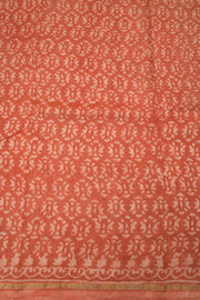 Orange Vanaspathi Hand block Printed Silk Cotton Saree - Avishya