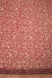 Maroon Vanaspathi Hand block Printed Silk Cotton Saree - Avishya
