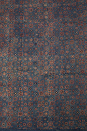 Blue Ajrakh Printed Mulberry Silk Saree - Avishya