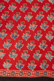 Maroon Ajrakh Modal Silk Saree - Avishya