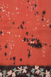 Fire Orange Batik Printed Silk Saree-Avishya