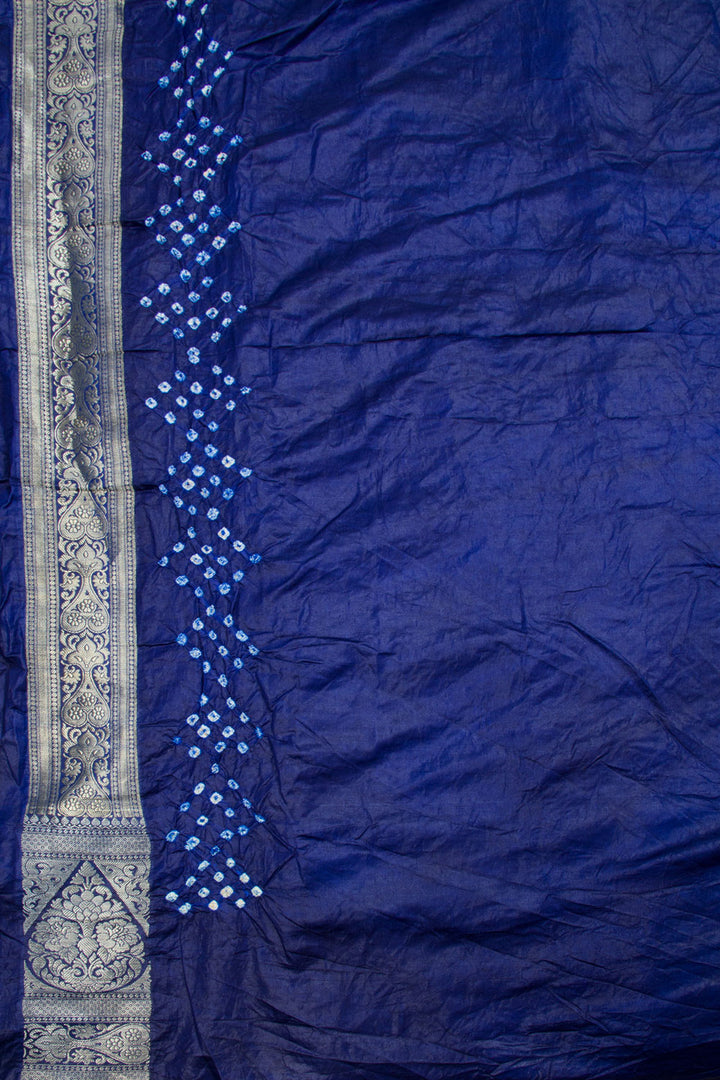Trypan Blue Kanjivaram Pure Silk Bandhani Saree - Avishya