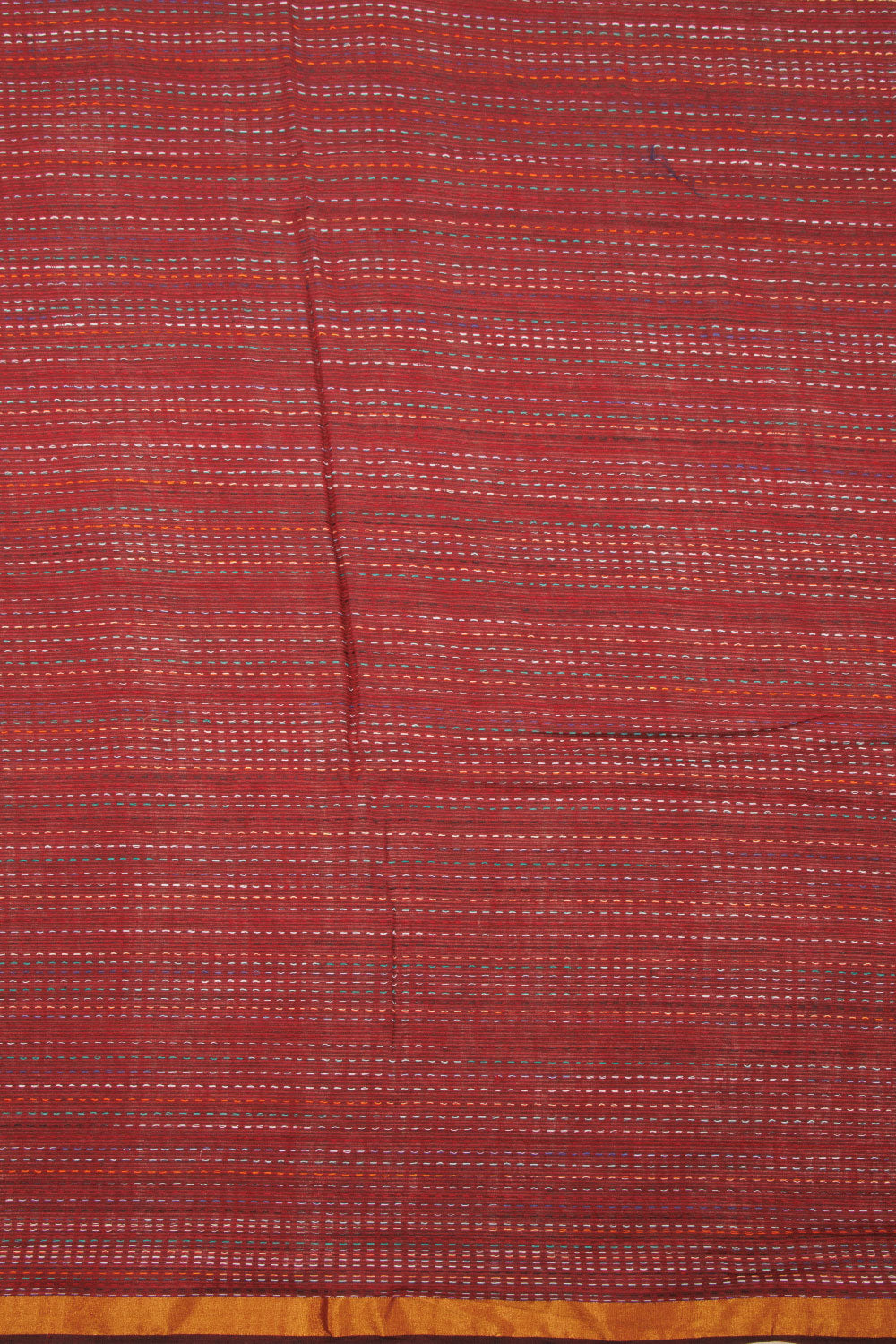 Denim Blue Kantha Embroidered Cotton Saree-Avishya