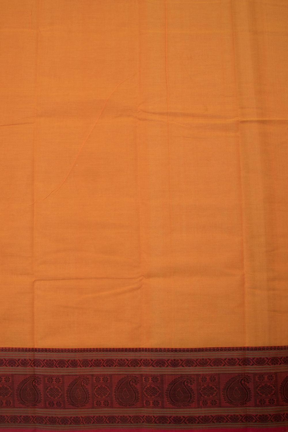 Saffron Handwoven Kanchi Cotton Saree - Avishya