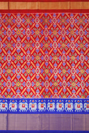 Red Ikat Pattu Pavadai Material - Avishya