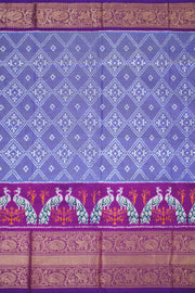 Blue Ikat Pattu Pavadai Material  - Avishya