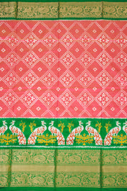 Peach Ikat Pattu Pavadai Material - Avishya