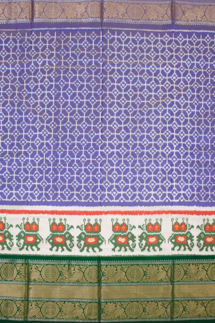 Blue Ikat Pattu Pavadai Material - Avishya