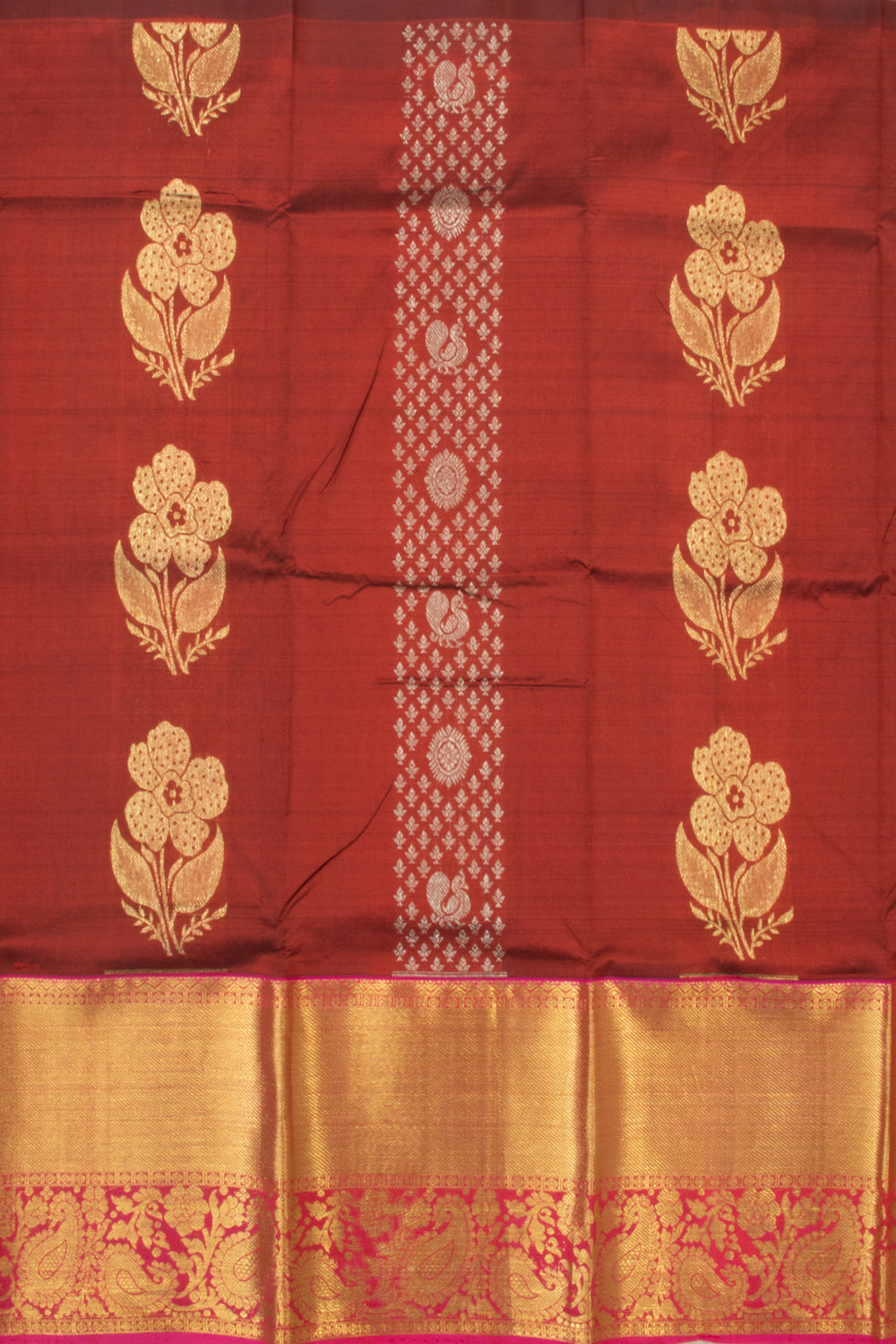 Maroon Kanjivaram Pattu Pavadai Material -Avishya