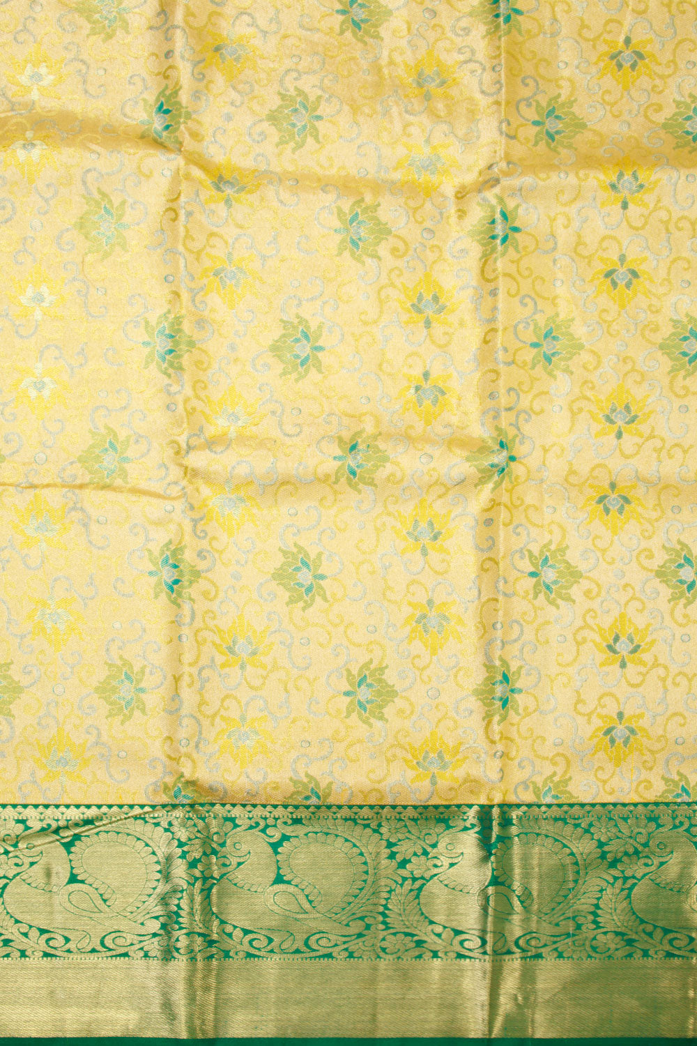 Lemon Yellow Kanjivaram Pattu Pavadai Material-Avishya