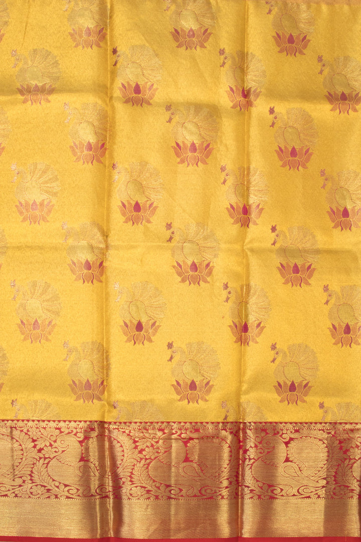 Golden Yellow Kanjivaram Pattu Pavadai Material -Avishya