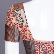 Cream Handcrafted Patchwork Cotton Blouse 10068059