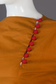 Rust Closed Neck Orange Cotton Crop Top -Avishya