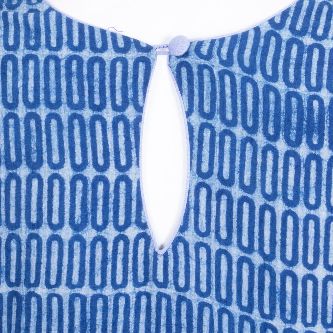 Blue Dabu Printed Cotton Blouse - Avishya