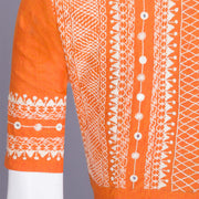 Orange Hand Embroidered Cotton Blouse - Avishya