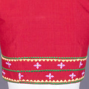 Red Embroidered Mangalgiri Cotton Blouse - Avishya
