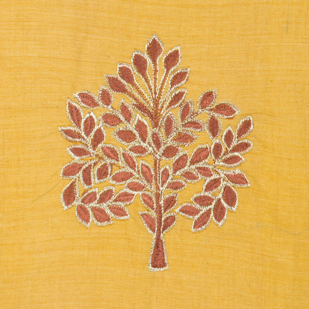 Yellow Embroidered Mangalgiri Cotton Blouse - Avishya