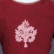 Maroon Embroidered Mangalgiri Cotton Blouse - Avishya