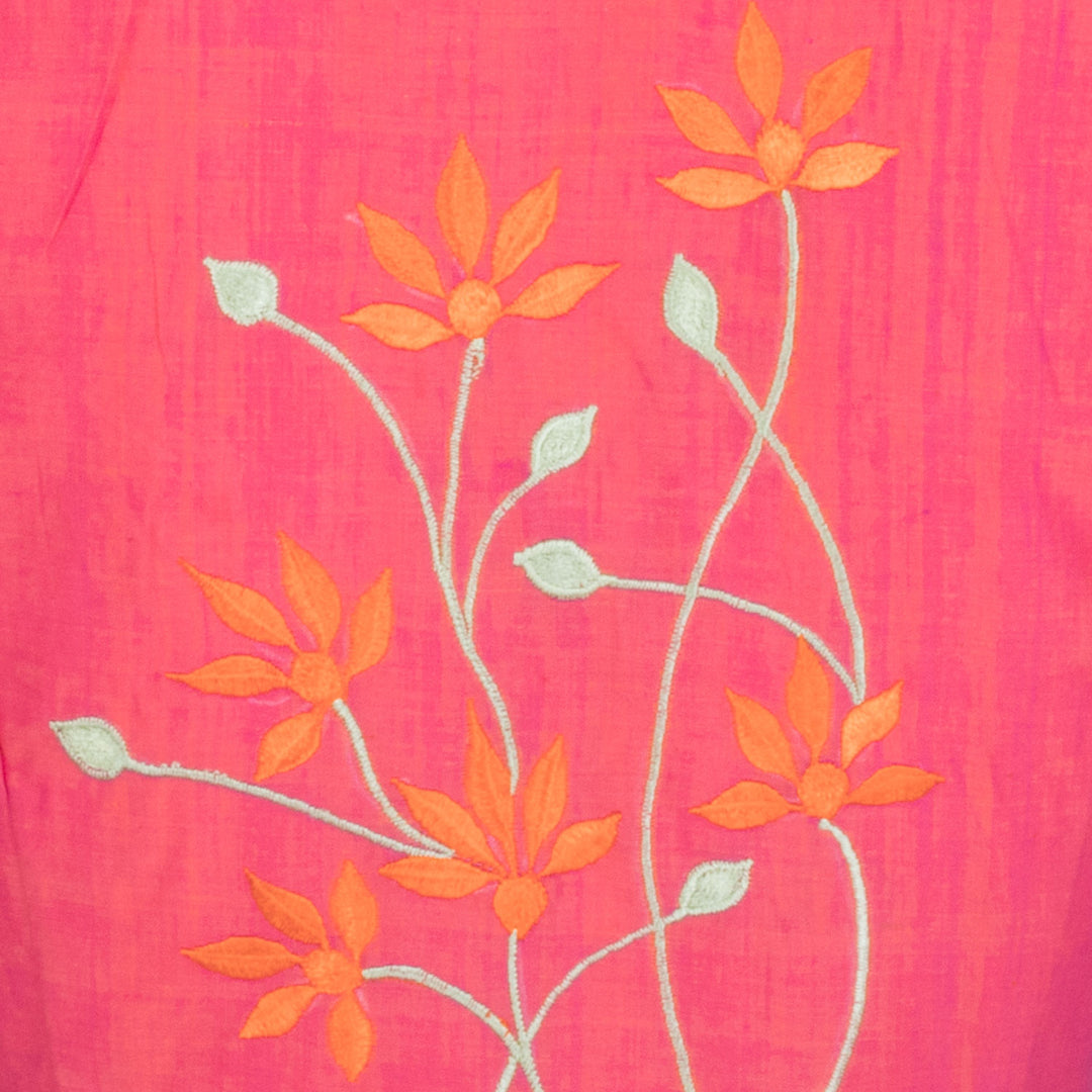 Peach Embroidered Mangalgiri Cotton Blouse - Avishya