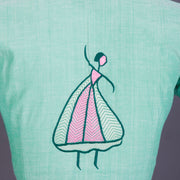Green Embroidered Mangalgiri Cotton Blouse - Avishya